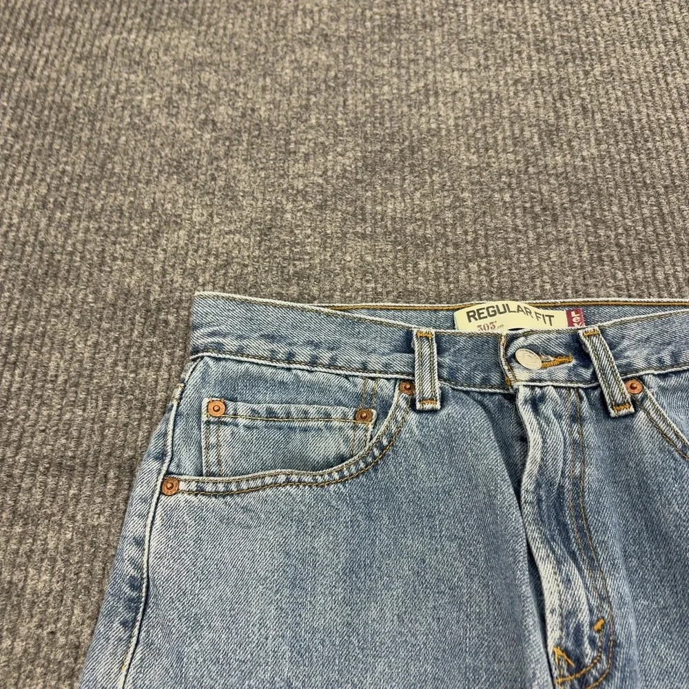 Levis 505 Denim Shorts Mens 31 Blue 100% Cotton Cut Off Frayed Casual Summer